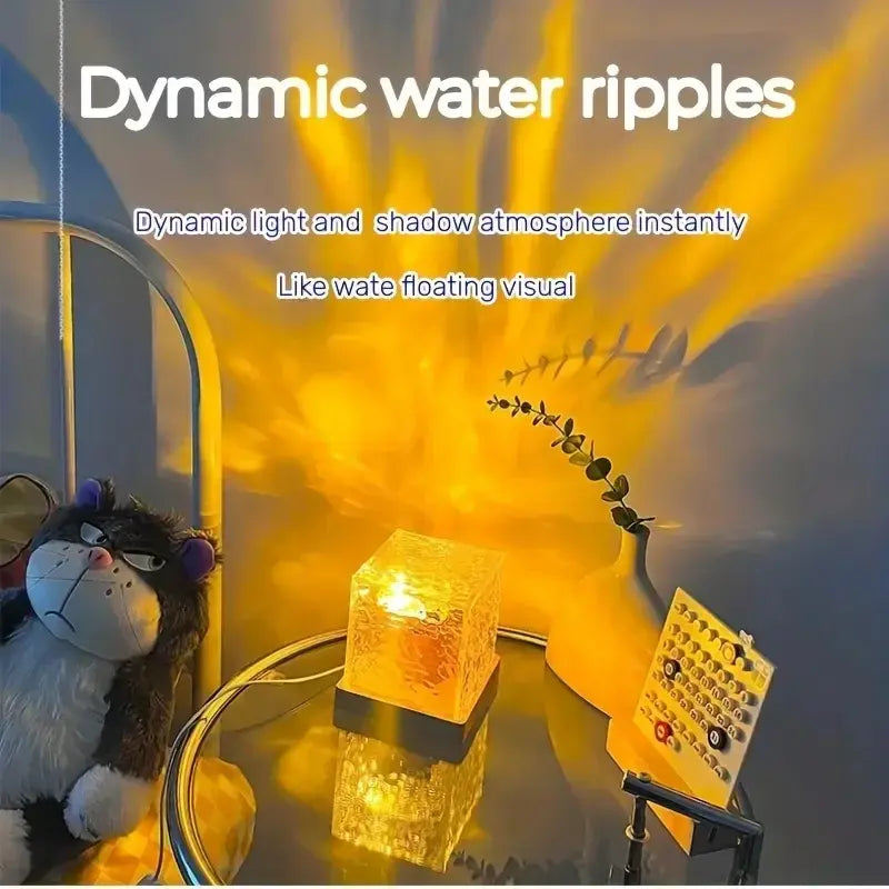 Dynamic Rotating Water Ripple Night Light