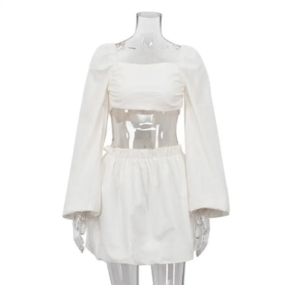 Spring and Summer Suit Women's Fashion Lace-up Tube Top Halter Top Pleated High-waisted Short Skirt Two-piece Set