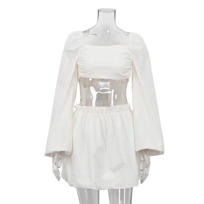 Spring and Summer Suit Women's Fashion Lace-up Tube Top Halter Top Pleated High-waisted Short Skirt Two-piece Set