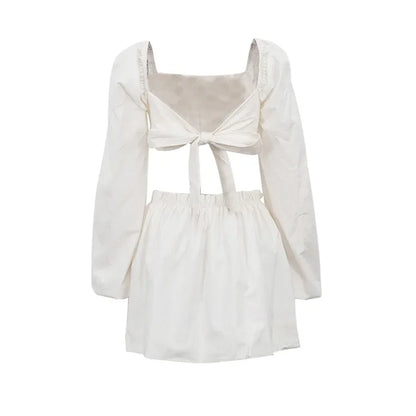 Spring and Summer Suit Women's Fashion Lace-up Tube Top Halter Top Pleated High-waisted Short Skirt Two-piece Set